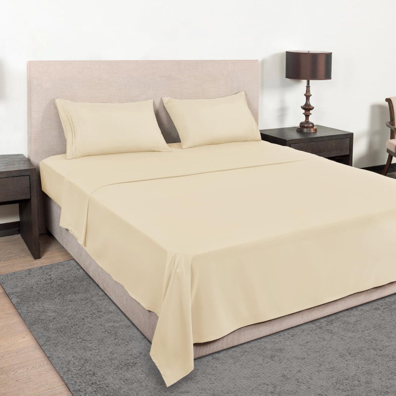 Mejoroom King Size Sheet Set - Soft Microfiber Bed Sheets,Deep Pocket Fitted Sheet, Soft, Breathable, Wrinkle & Fade Resistant - 4 Piece (King, Taupe) - Image 2